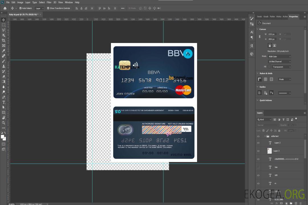 Modèle de carte de crédit mastercard de la banque BBVA Colombie au format PSD, entièrement modifiable template Modèle de carte de crédit mastercard de la banque BBVA Colombie au format PSD, entièrement modifiable template